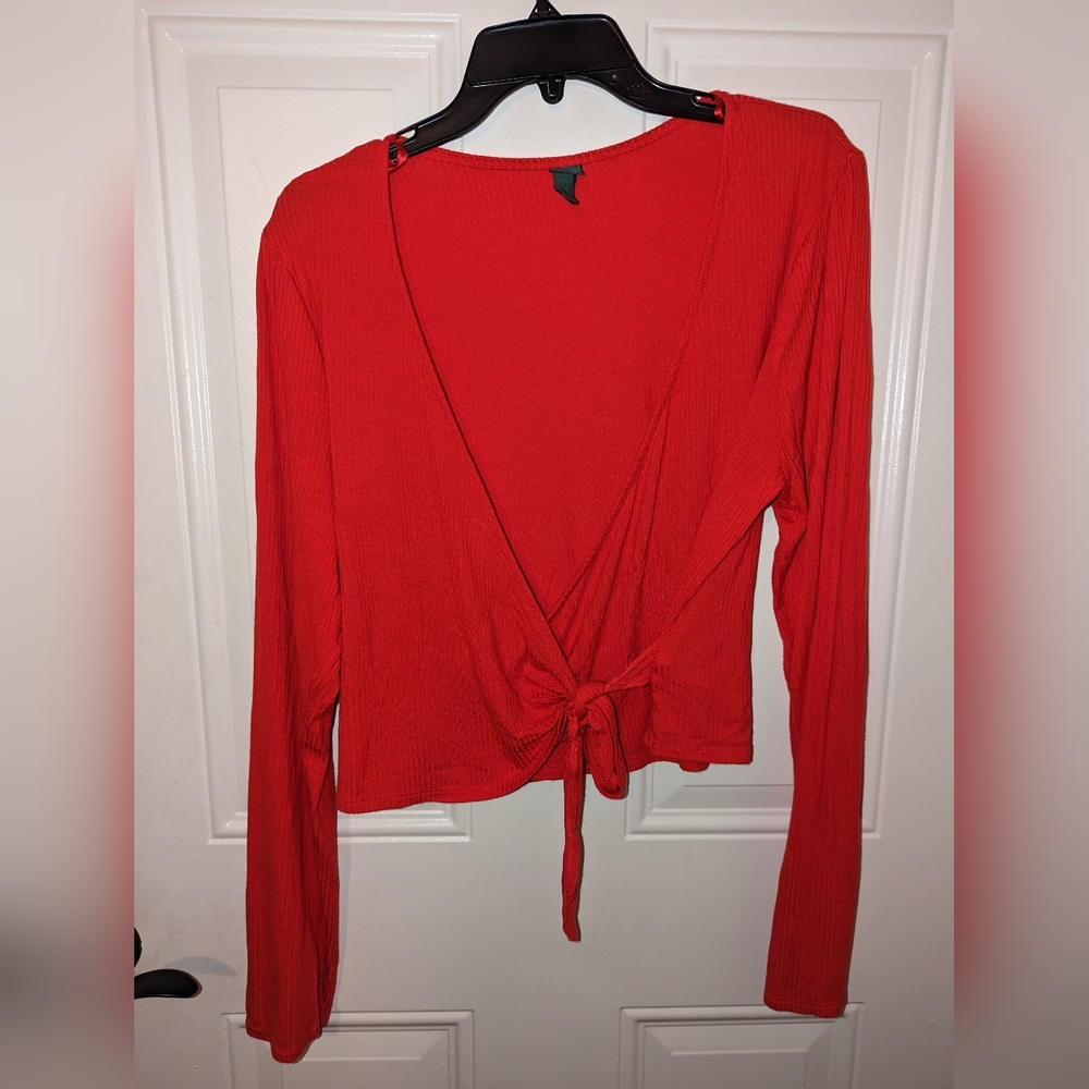 Wild Fable Cross Tie Crop Top, XXL, red